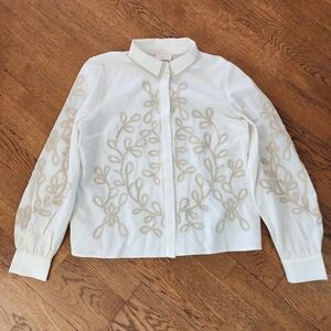 Sezane Cream Linen Cotton Blouse Size 38 US 6